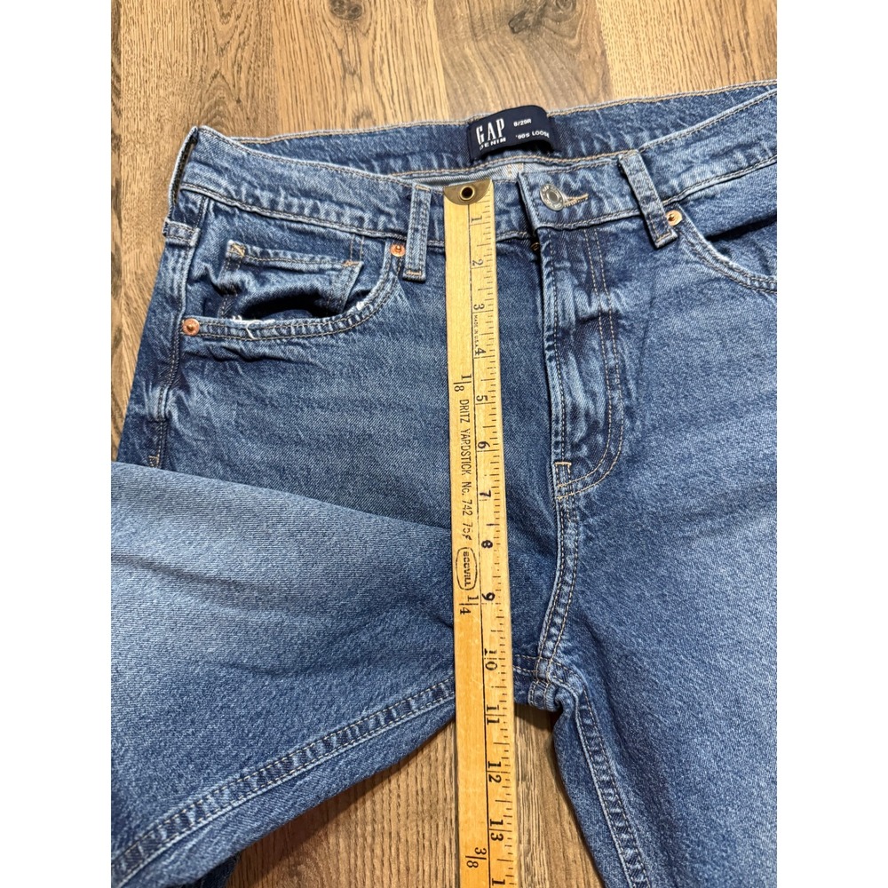 GAP Jeans Women Size 8/29R Blue Denim Jeans High Rise Straight Leg  90s Loose - Picture 10 of 12